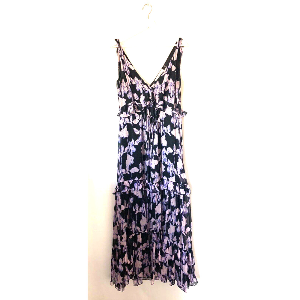 Diane Von Furstenberg Black and Purple Floral Dress